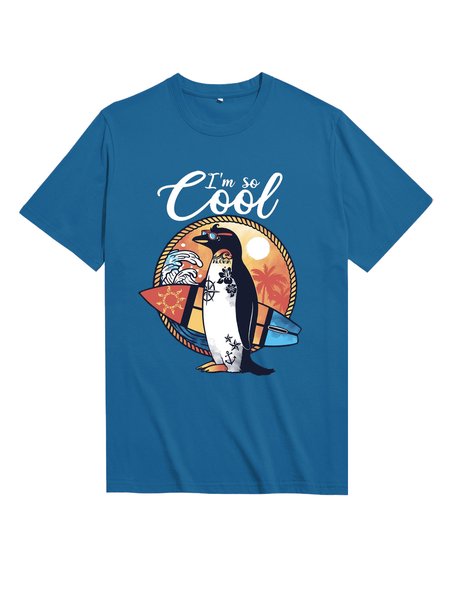 

Unocis I‘m So Cool Print Round Neck T-shirt, Blue, T-shirts