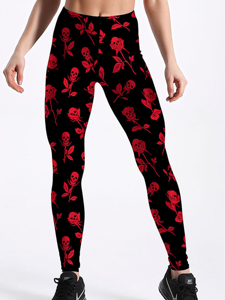 

Skull Skinny Pants, Black, Leggings