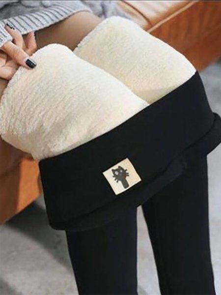 

Magro Solido Peloso Leggings Pantaloni, Nero, Leggings
