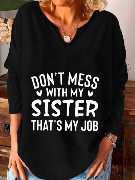 

Casual Long Sleeve U Neck Plus Size Printed Tops T-shirts, Black, T-Shirts