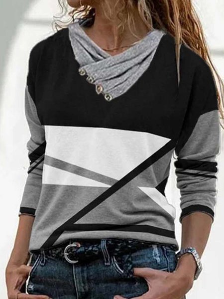 

Collo ad anello Maniche Lunghe Multicolore Casuale Top, Blouses & Shirts