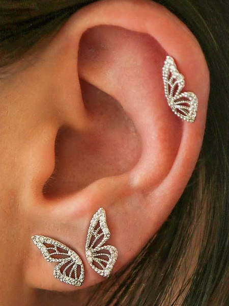 

Casual Household Daily Vintage Butterfly Metal Earrings, Metallic, Earrings