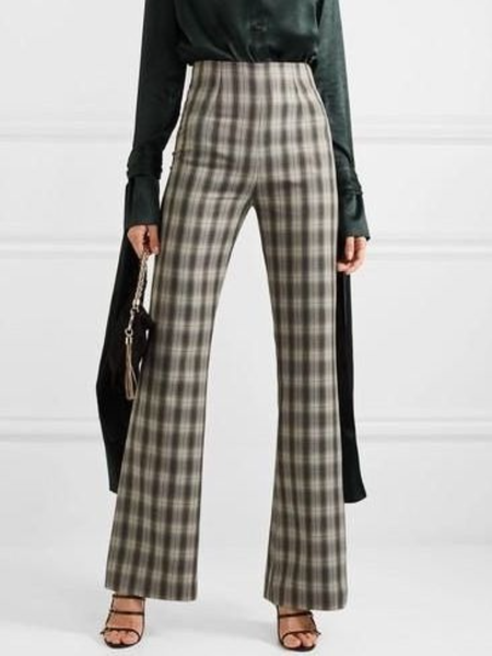 

Winter Zipper fly Slightly stretchy High Waist Work Formal Pants, As picture, Straight Leg Pants