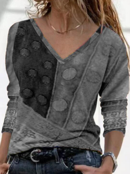 

Gray Fashion Loosen Tribal Shirts & Tops, Tops