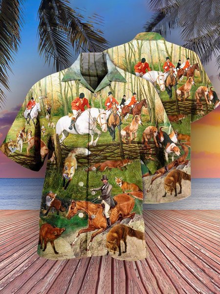 

Shirt Collar Short Sleeve Shirts & Tops, As picture, Men's Floral shirt
