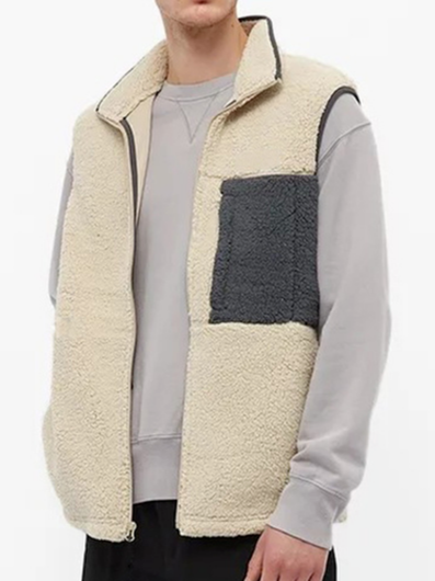 

Stand Collar Sleeveless Jackets, Apricot, Outerwear