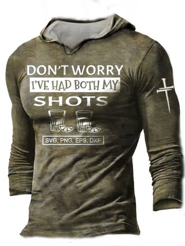 

Cotton Long Sleeve Hooded Shirts & Tops, As picture, T-shirts