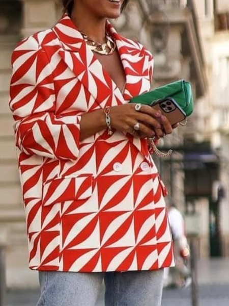 

Long sleeve Lapel Regular Fit Elegant Outerwear, Red, Blazers