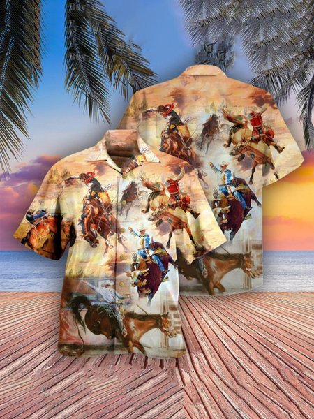 

Shirt Collar Short Sleeve Figure Shirts & Tops, As picture, Men's Floral shirt