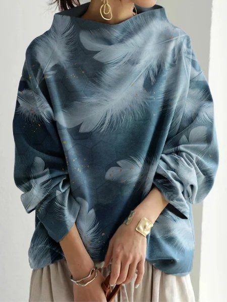 

Casual Feather Shirts & Tops, Blue, Tops