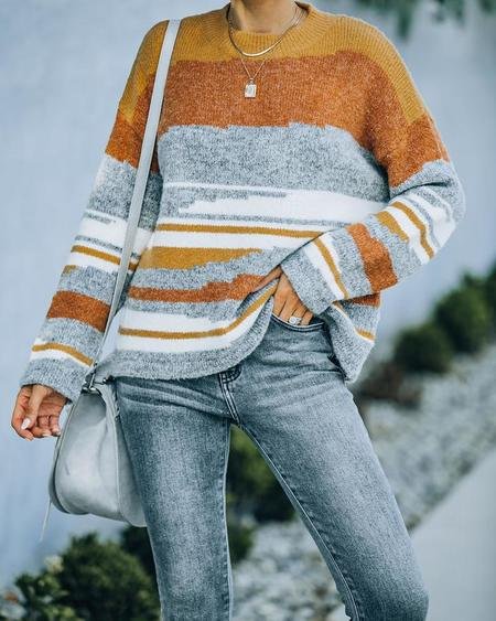 

Crew Neck Casual Polyester Cotton Sweater, As picture, Knitwear & Sweaters