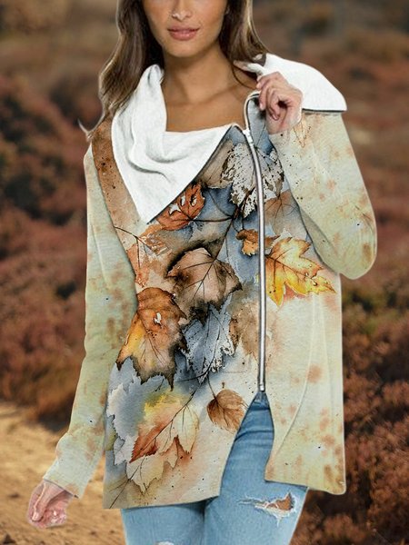 

Casual Leaves Outerwear, Multicolor, Jackets