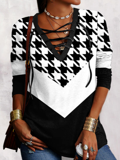 

Casual Houndstooth Sweatshirt, Black, Sweatshirts & Hoodies