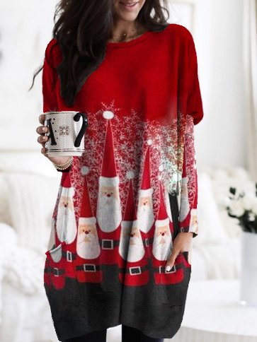 

Loosen Cotton Dresses, Red, Mini Dresses