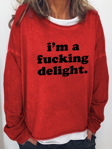 

I'M A Fucking Delight Casual Regular Fit Sweatshirt, Red, Hoodies&Sweatshirts