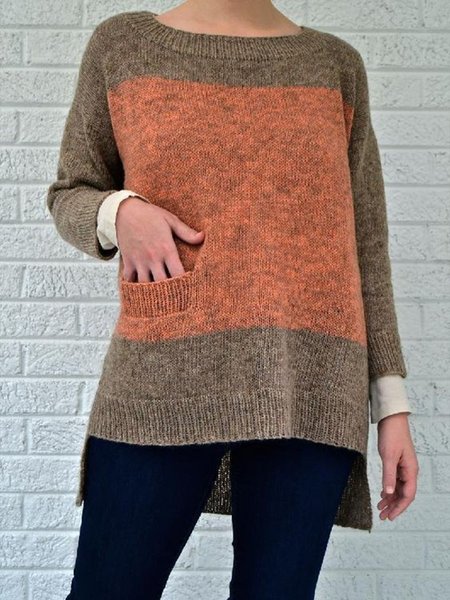 

Simple Regular Fit Striped Pullover, As picture, Pullovers