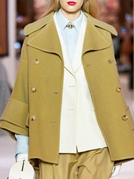 

Elegant Solid Lapel Regular fit Outerwear, As picture, Jackets