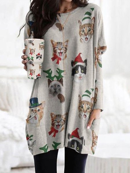 

Girocollo Casuale Natale Pupazzo di neve Top, Come immagine, T-Shirts
