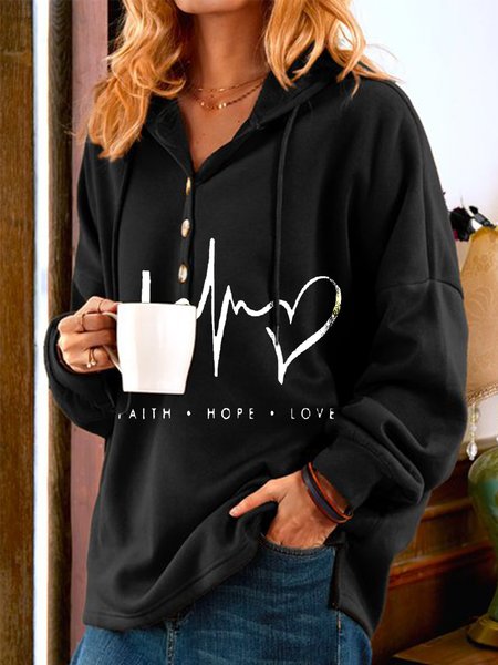 

Casual Long Sleeve Printed Sweatshirt, Black, Hoodies & Sweatshirts