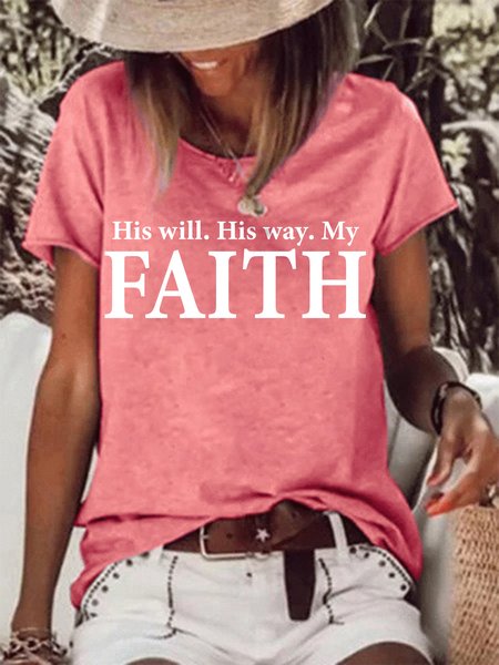 

His Will His Way My Faith Casual T-shirt, Red, T-shirts