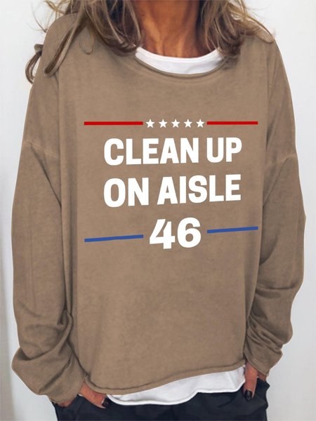 

Clean Up On Aisle 46 Women’s Loosen Casual Crew Neck Sweatshirt, Light brown, Hoodies&Sweatshirts