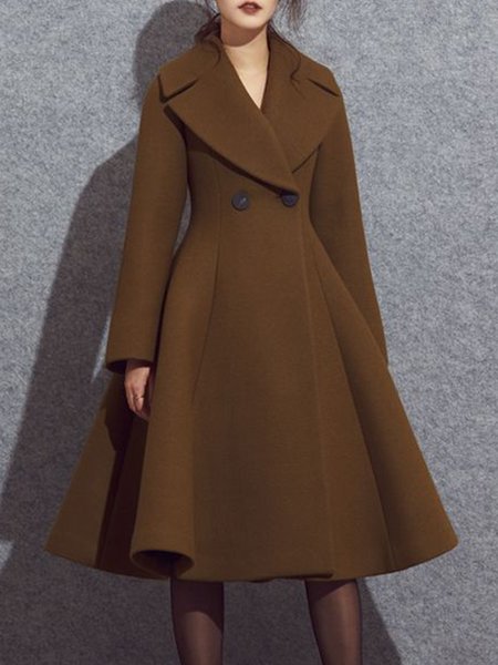 

Elegant Long Sleeve Lapel Outerwear, Coffee, Coats