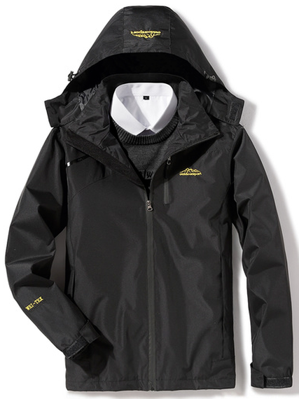 

Men's Hooded Long Sleeve Sporty Jackets, Black, Jacket