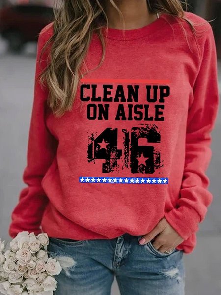 

Clean Up On Aisle 46 Women’s Casual Letter Loosen Sweatshirt, Red, Hoodies&Sweatshirts