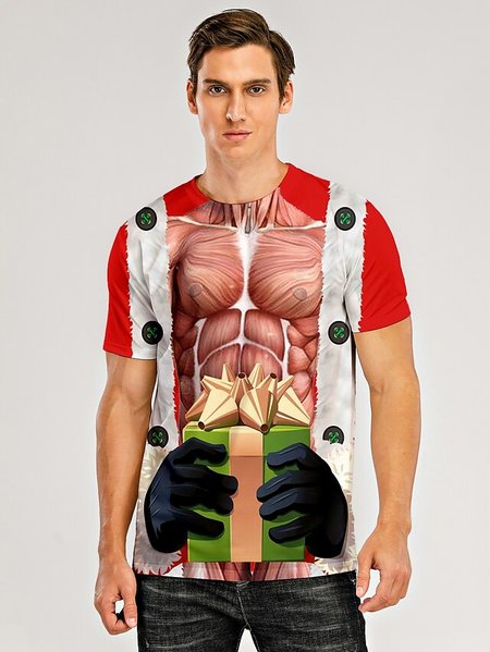 

Short Sleeve Christmas Shirts & Tops, As picture, Men's t-shirts
