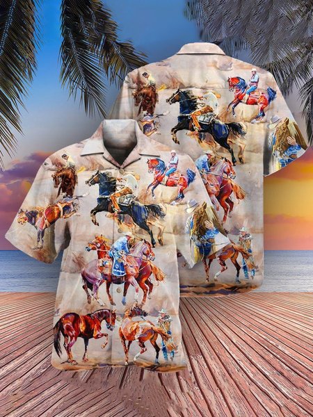 

Casual Short Sleeve Animal Shirts & Tops, As picture, Men's Floral shirt