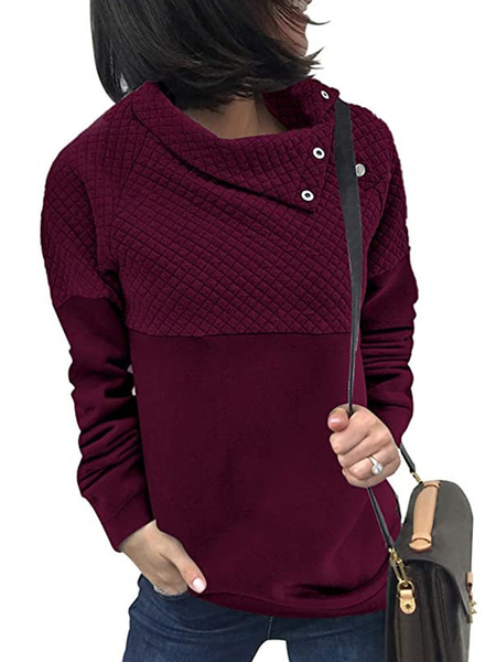 

Casual Plain Cotton Blends Sweatshirt, Wine red, Hoodies & Sweatshirts