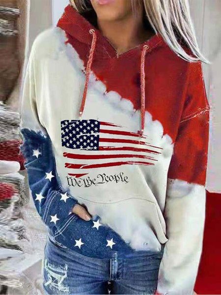 

Casual Cotton Blends Flag Sweatshirt, As picture, Hoodies & Sweatshirts