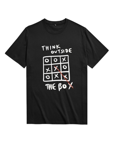 

Unocis Fun Print Round Neck Short-sleeved T-shirt, Black, T-shirts