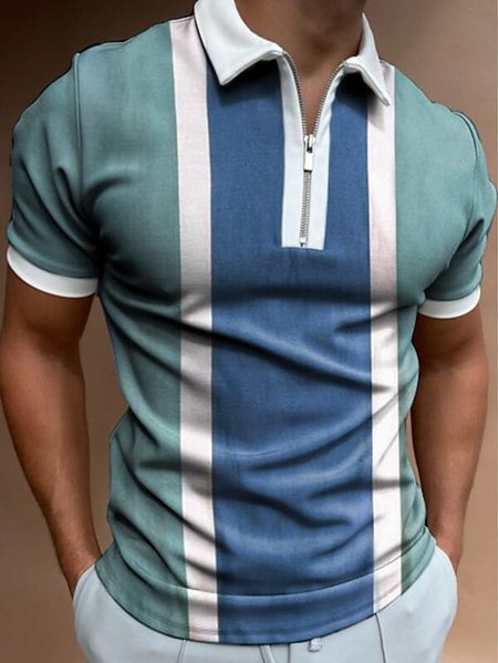 

Casual Short Sleeve Lapel Shirts & Tops, As picture, Men's t-shirts