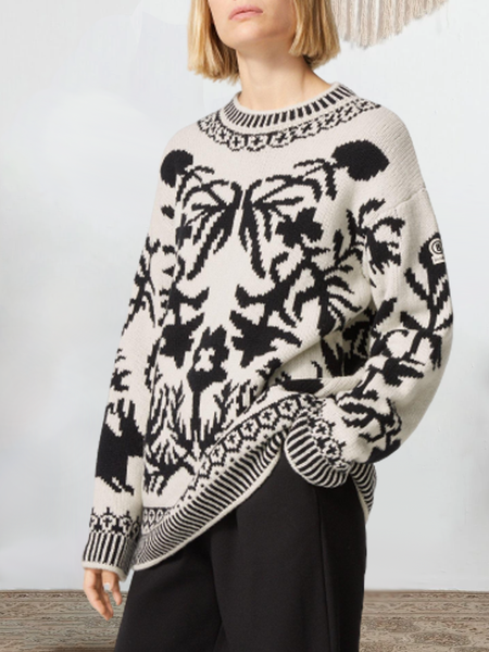 

Casual Household Daily Vintage Crew Neck Wool-Mix Fabric Sweater, Apricot, Sweaters