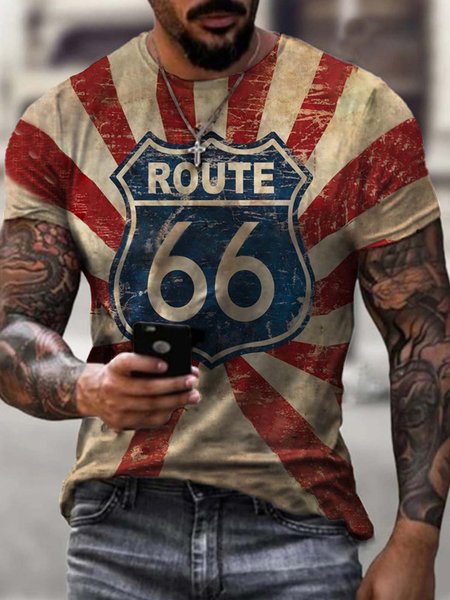 

Short Sleeve Cotton Blends Casual Shirts & Tops, As picture, Men's t-shirts
