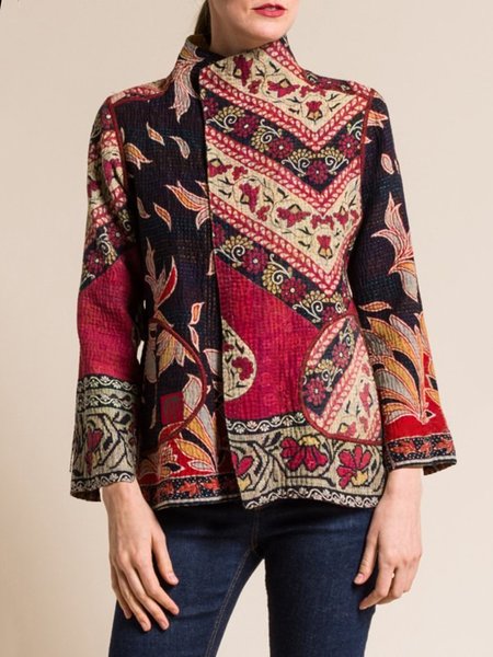 

Tribal Floral Printed Casual Vintage Outerwear, Multicolor, Outerwear