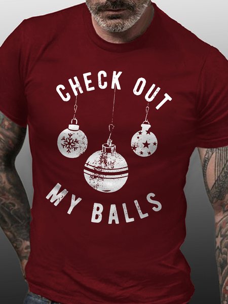 Check Out My Balls Crew Neck Short Sleeve T-shirt, Red, T-shirts