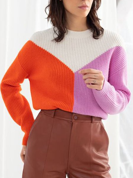 

Regular Fit Off Shoulder Crew Neck Pullover, As picture, Pullovers