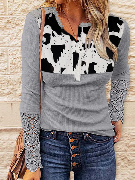 

Color Block Long Sleeve Casual Shirts & Tops, Gray, Tops