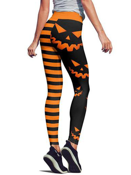 

Skinny Skull Pants, Black-orange, Leggings