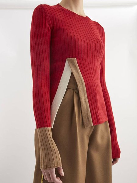 

Solid Crew Neck Regular Fit Pullover, Red, Pullovers