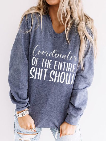 

Casual Crew Neck Cotton Sweatshirt, Blue, Hoodies & Sweatshirts