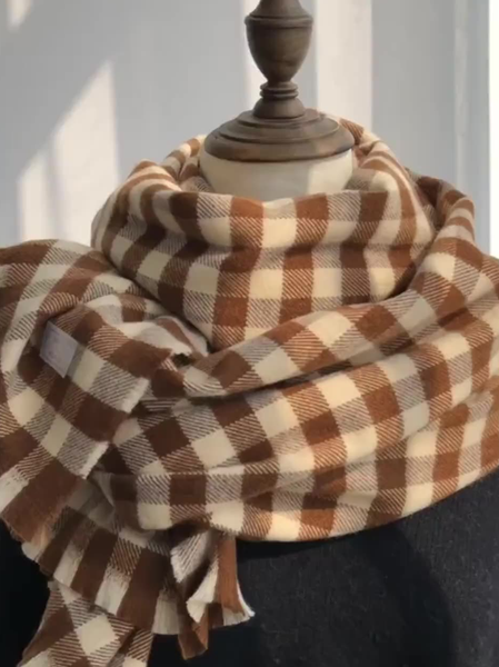 

Checked/Plaid Scarf, Brown, Women Scarves & Shawls