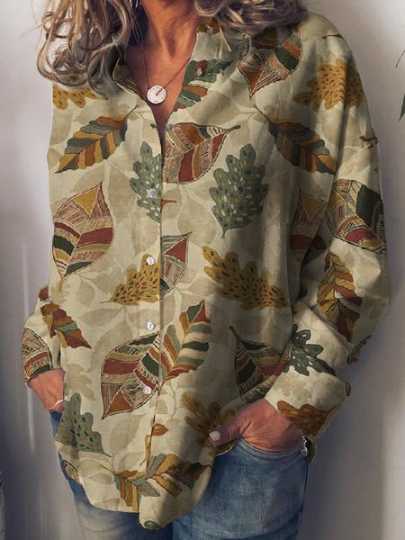 

Vintage Stand Collar Loosen Shirts & Tops, Khaki, Blouses & Shirts