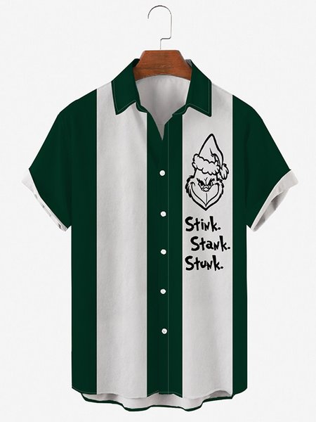 

Outdoor Shirt Collar Short Sleeve Shirts & Tops, Green, Men's Floral shirt