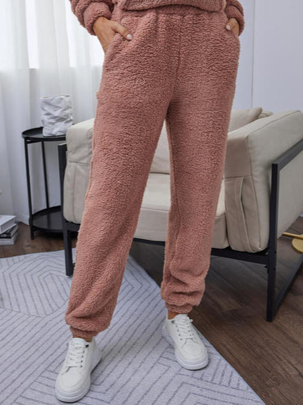 

Cotton Blends Casual Solid Pants, Pink, Pants