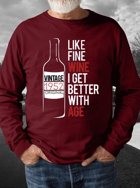 

Funny letter print round neck long-sleeved sweatshirt, Red, Hoodies&Sweatshirts