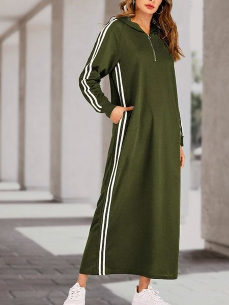 

Regular Fit Color Block Sporty Raglan Sleeve Dresses, Green, Casual Dresses