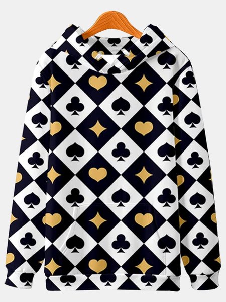 

Geometric Long Sleeve Hooded Sweatshirt, As picture, Hoodies&Sweatshirts